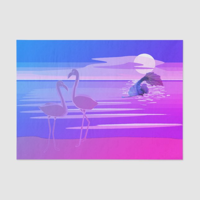 Mermaid and Flamingo Tissue Paper (Front)