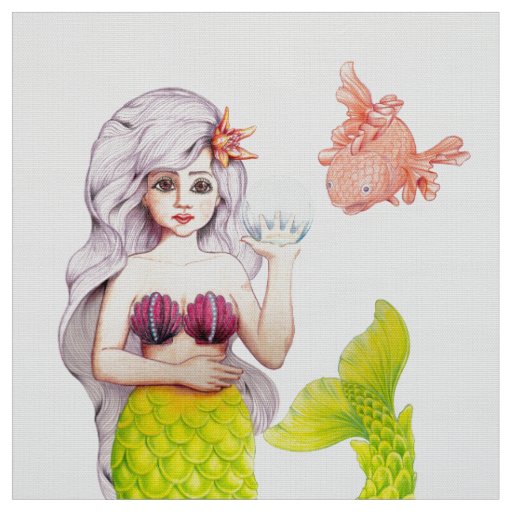 Mermaid and friend fabric