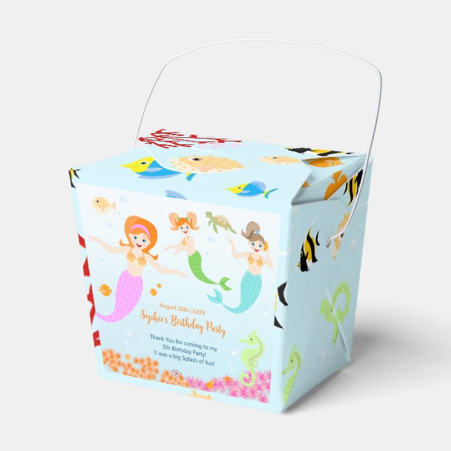 Mermaid and friends girly Birthday Party Favor Boxes (Front Side)