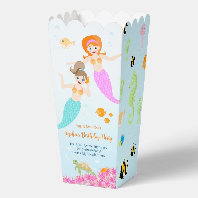 Mermaid and friends girly Birthday Party Favor Boxes (Front)