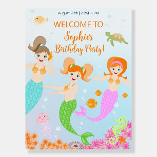 Mermaid and friends girly Birthday Party Foam Board