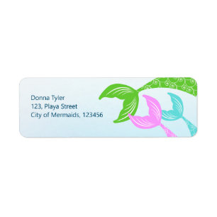 Mermaid and friends girly Birthday Party Label