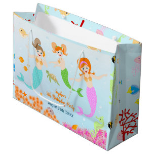 Mermaid and friends girly Birthday Party Large Gift Bag