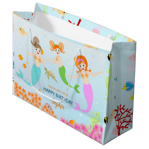 Mermaid and friends girly Birthday Party Large Gift Bag