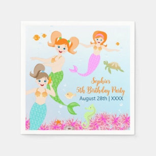 Mermaid and friends girly Birthday Party Napkins