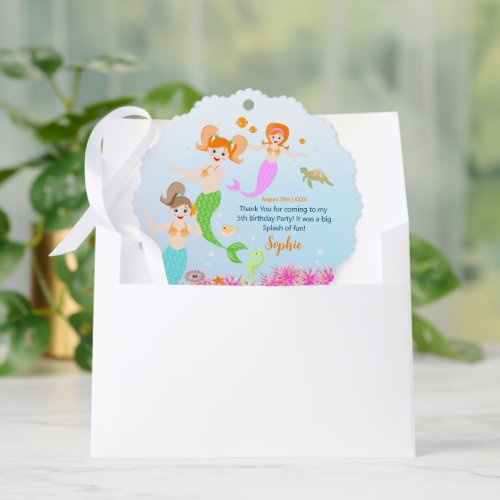Mermaid and friends girly Birthday Party Ornament Card
