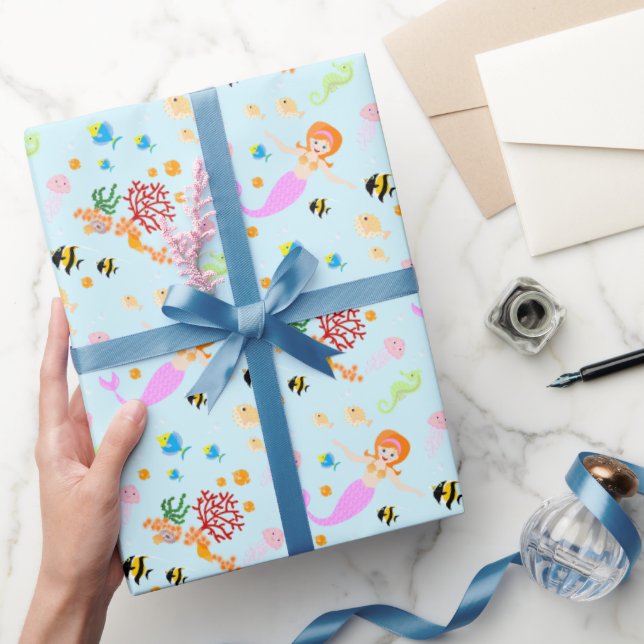 Mermaid and friends girly Birthday Party Wrapping Paper (Gifting)