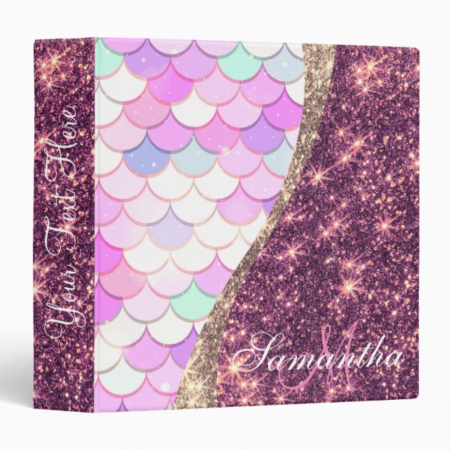 Mermaid and Glitter 3 Ring Binder (Front/Spine)