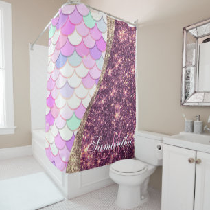 Mermaid and Glitter Shower Curtain