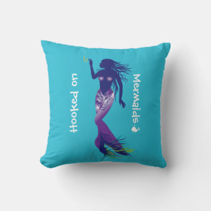 Mermaid and Golden Hook Throw Pillow
