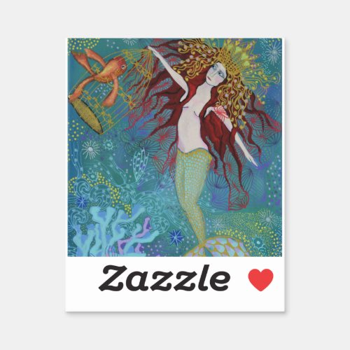Mermaid and her pet sticker