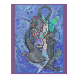 Mermaid and Merman Faux Canvas Print
