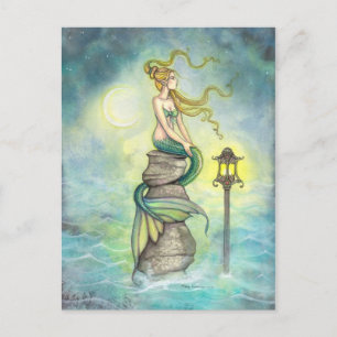 Mermaid and Moon Fantasy Art by Molly Harrison Postcard