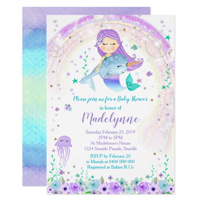 narwhal baby shower invitations