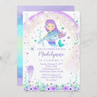 Mermaid and Narwhal Birthday Invitation