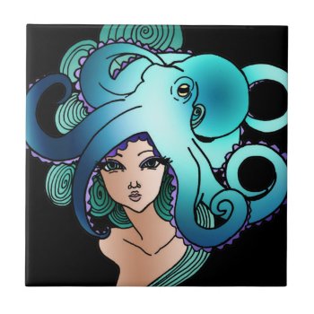 Mermaid And Octopus Ceramic Tile by thatcrazyredhead at Zazzle