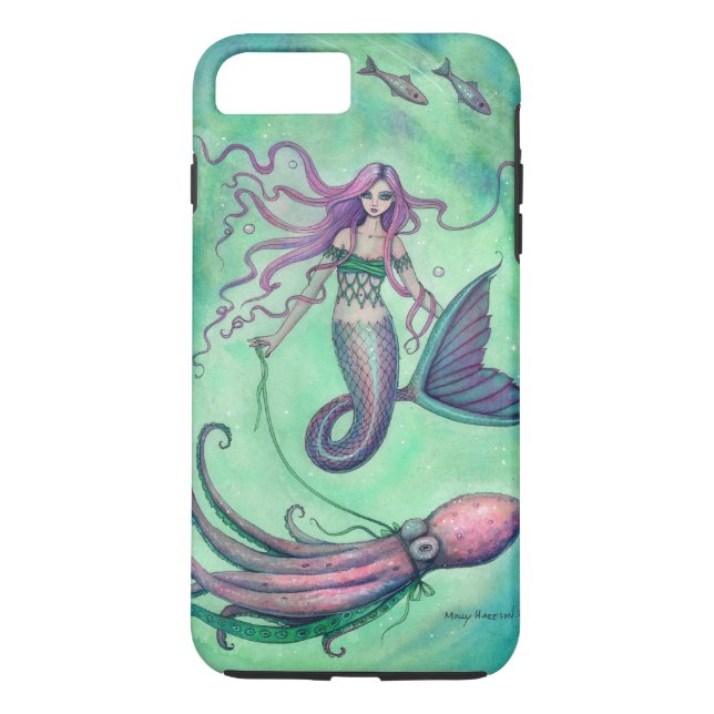 Mermaid and Octopus Fantasy Art Illustration Case-Mate iPhone Case (Back)