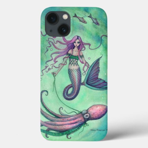 Mermaid and Octopus Fantasy Art Illustration iPhone 13 Case