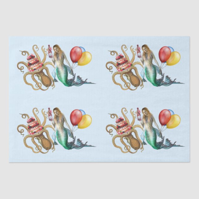 Mermaid and Octopus Party Tissue Paper (Front)