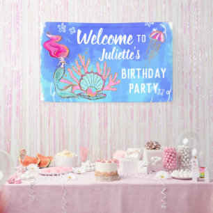 Mermaid And Pearl Clam Birthday Banner