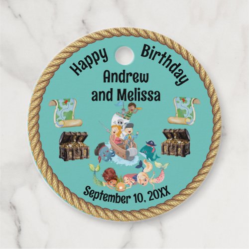 Mermaid and Pirate Birthday Favor Tags