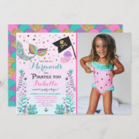 Mermaid And Pirate Birthday Invitation