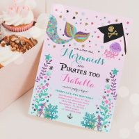 Mermaid And Pirate Birthday Invitation