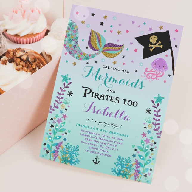 Mermaid And Pirate Birthday Invitation (Creator Uploaded)