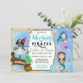 Mermaid And Pirate Birthday, Joint Birthday Invite | Zazzle