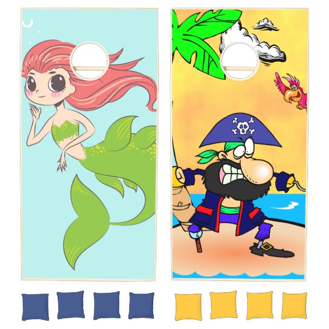 Mermaid and Pirate Cornhole Set (Set)