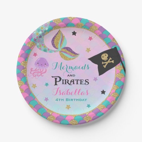 Mermaid And Pirate Paper Party Plates