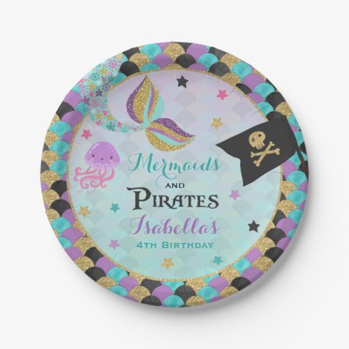 Mermaid And Pirate Paper Party Plates