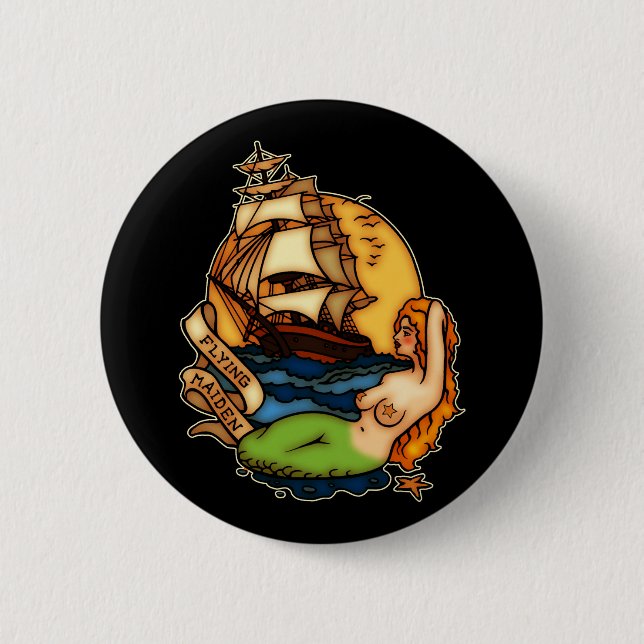 Mermaid and Pirate Ship Button (Front)