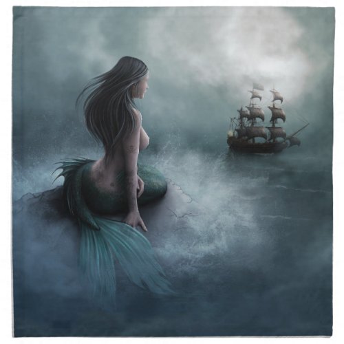 Mermaid and Pirate Ship Cloth Napkin