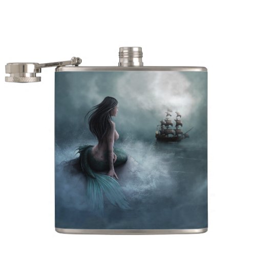Mermaid and Pirate Ship Flask