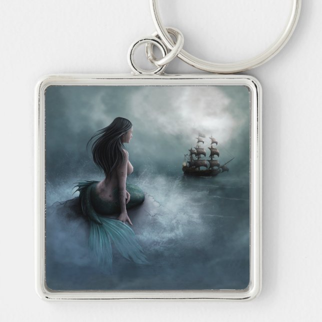 Mermaid and Pirate Ship Keychain (Front)