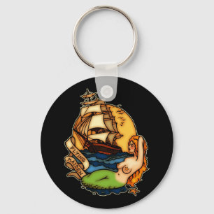 Mermaid and Pirate Ship Keychain