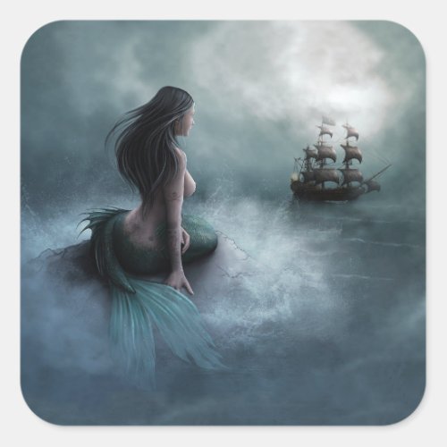 Mermaid and Pirate Ship Sticker