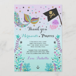 Mermaid And Pirate Thank You Card