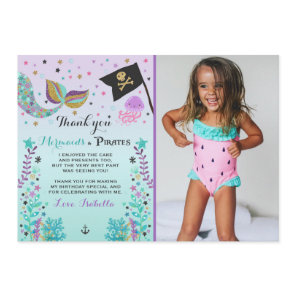 Mermaid And Pirate Thank You Card