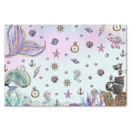 Mermaid and Pirate Under the Sea Decoupage Craft Tissue Paper