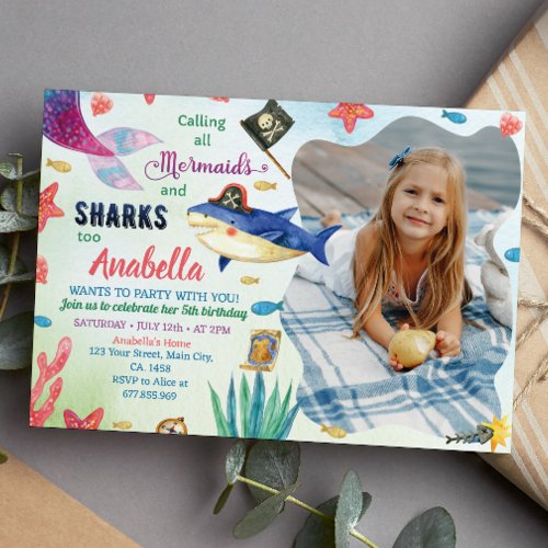 Mermaid And Pirates Birthday Invitation