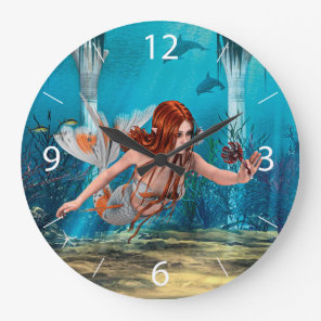Mermaid and Sea Lily Large Clock