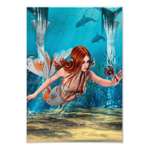 Mermaid and Sea Lily Photo Print