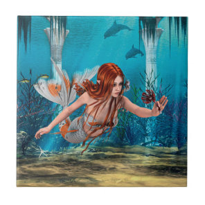 Mermaid and Sea Lily Tile