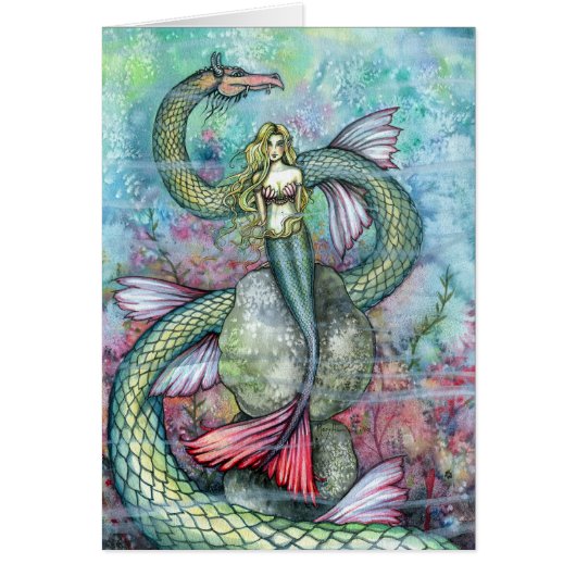Mermaid and Sea Serpent Card ~ Blank (Front)