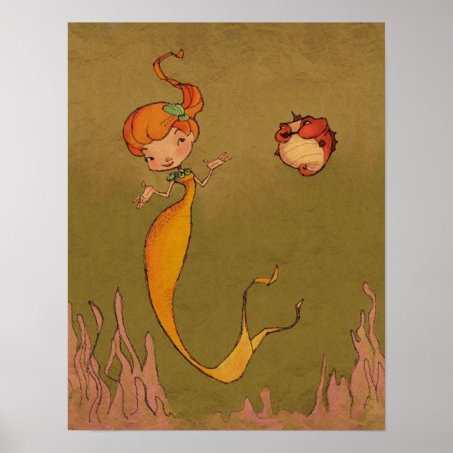 Mermaid and Seahorse Poster (Front)