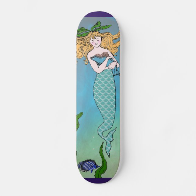 Mermaid and seal skateboard (Front)