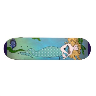 Mermaid and seal skateboard
