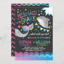 Mermaid And Shark Birthday Invitation Pool Party